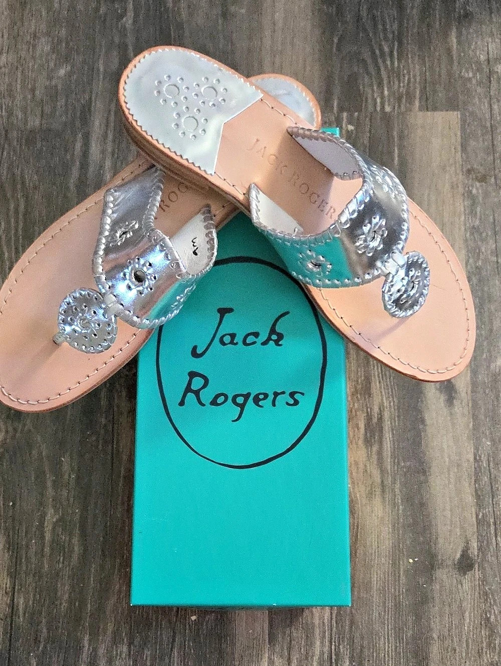 Jack Rogers Jacks Flat Sandal Flat Sandals Silver US 9M